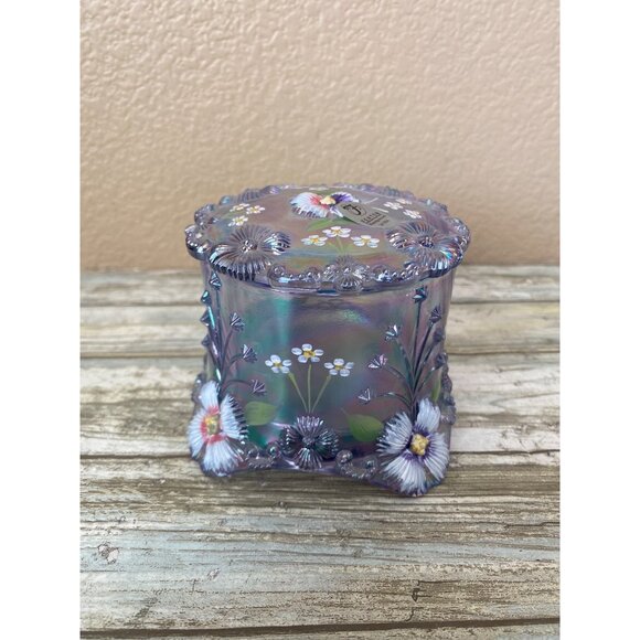 Fenton Iridescent Lavender Trinket Jar Scott K Fenton S Whitlatch Hand Painted - Picture 5 of 13